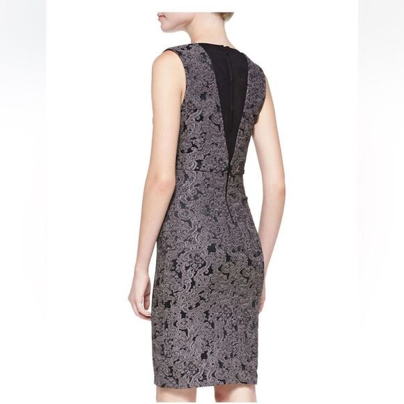 Alice + Olivia Silver Gray Sheath Midi Dress V-Neck Sleeveless Sz 0 - Picture 7 of 10